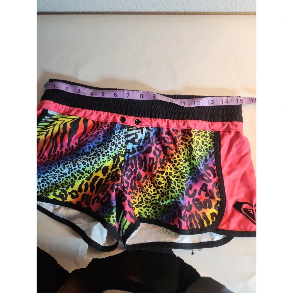 Roxy Y2K Neon Colorful Graphic Animal Print Micro Board Shorts Size 5